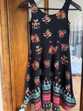 Angie Girls Black Floral Dress, XL